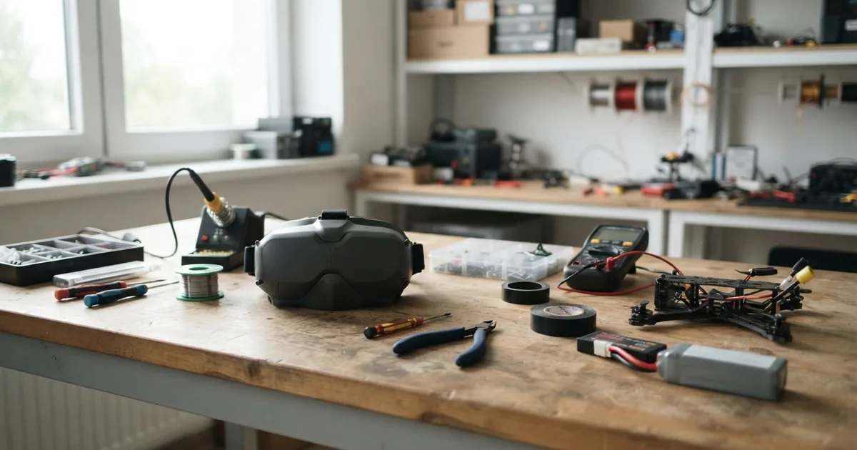 FPV Videobrille im modernen FPV Brillen Vergleich auf dem Tisch
