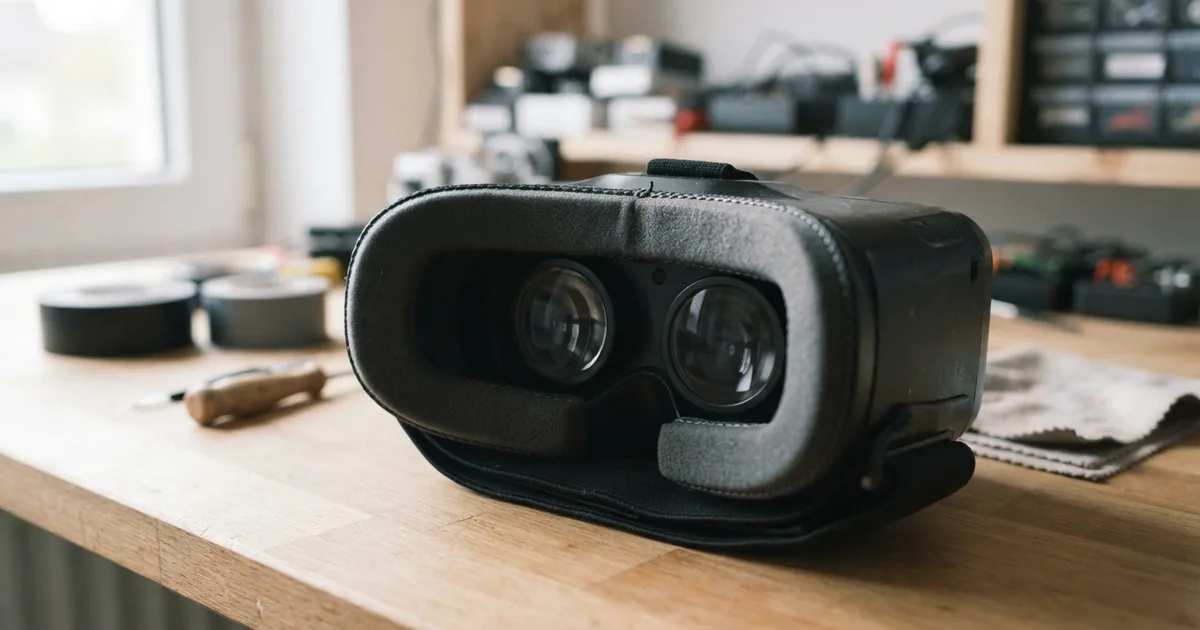 Sicher verstaute FPV Videobrille im Koffer mit Schutzabdeckung